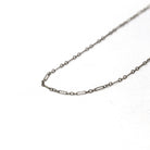 Vintage Chain Necklace - Art Deco 14k White Gold Decorative Paper Clip Link - Circa 1920s Era Spring Ring Clasp Dainty Accessory Jewelry