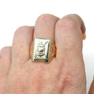 Vintage Signet Ring - 10k Yellow Gold United States Navy Anchor Crest - Circa 1940s Mid Century Size 10 Men's Military Fine Josten's Jewelry