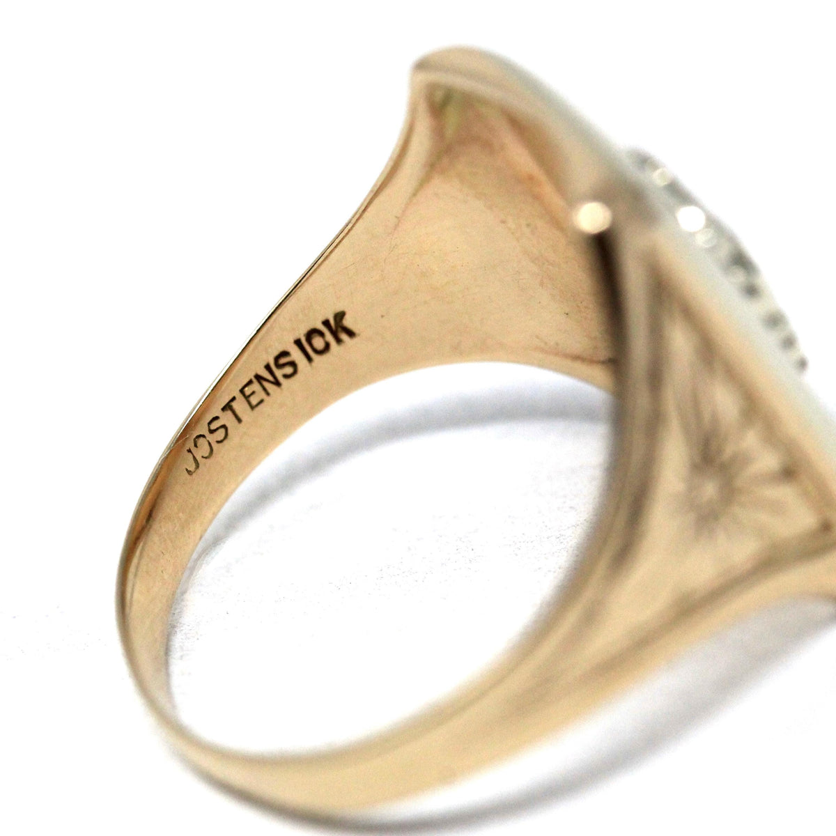 Vintage Signet Ring - 10k Yellow Gold United States Navy Anchor Crest - Circa 1940s Mid Century Size 10 Men's Military Fine Josten's Jewelry