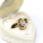 Retro Diamond Ring - Vintage 14k Yellow & White Gold Round Cut Gemstones - Circa 1960s Era Size 4 Swirl Design Fine Statement 60s Jewelry