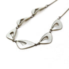 Vintage Enamel Necklace - Mid Century Sterling Silver White Enamel Wing Link Chain - Circa 1950s Era Norwegian Guilloche Fashion Jewelry