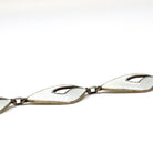 Vintage Enamel Necklace - Mid Century Sterling Silver White Enamel Wing Link Chain - Circa 1950s Era Norwegian Guilloche Fashion Jewelry