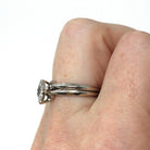 Vintage Wedding Set - Mid Century 14k White Gold Natural Marquise Diamond Engagement Soldered Rings - Circa 1960s Size 5 1/2 Fine Jewelry