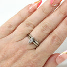 Vintage Wedding Set - Mid Century 14k White Gold Natural Marquise Diamond Engagement Soldered Rings - Circa 1960s Size 5 1/2 Fine Jewelry