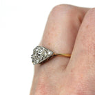 Art Deco Diamond Ring - Antique 18k Yellow & White Gold .83 CTW Cluster - Circa 1920s Era Size 7 East West Eye Fine Two Tone 20s Jewelry