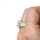 Created Ruby Ring - Art Deco 14k White Gold Red 2.83 CT Stone - Vintage Circa 1930s Era Size 9 July Birthstone Statement Fine Unisex Jewelry