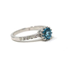 Zircon & Diamond Ring - Estate Platinum Natural Blue Gemstone Alternative Engagement - Modern Size 6 December Birthstone Fine Bridal Jewelry