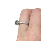 Zircon & Diamond Ring - Estate Platinum Natural Blue Gemstone Alternative Engagement - Modern Size 6 December Birthstone Fine Bridal Jewelry