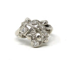 Floral Diamond Ring - Mid Century Era 14k White Gold .07 CTW Clustered Statement - Circa 1950s Size 2.75 Leaf Branch Nature Fine Jewelry