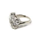 Floral Diamond Ring - Mid Century Era 14k White Gold .07 CTW Clustered Statement - Circa 1950s Size 2.75 Leaf Branch Nature Fine Jewelry