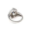 Sapphire & Diamond Ring - Mid Century 14k White Gold Blue Gemstone 1.27 CTW Diamond Cluster Bypass Halo - Circa 1950s Size 6 Fine Jewelry