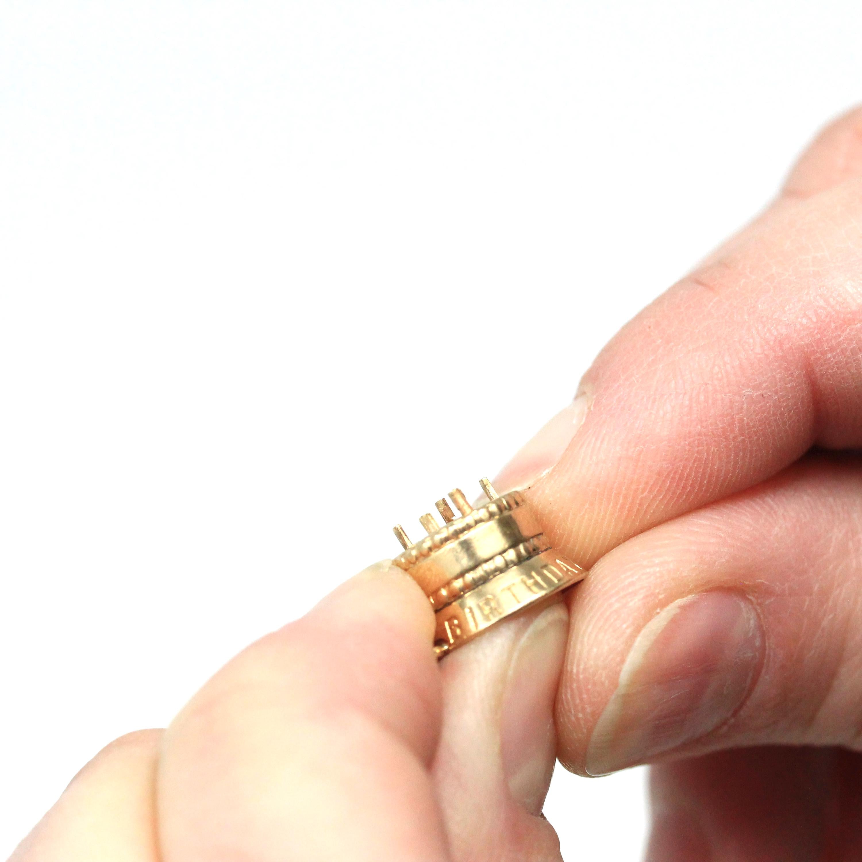 Vintage Birthday Cake Charm - Mid Century Era 14k Yellow Gold Candles Pendant Necklace - Circa 1950s Kinetic Interactive Celebration Jewelry