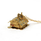 Swiss Chalet Charm - Mid Century 18k Yellow Gold Pendant Quirky Necklace - Vintage Circa 1940s Honeymooners Enamel Mountain Cabin Jewelry