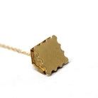 Swiss Chalet Charm - Mid Century 18k Yellow Gold Pendant Quirky Necklace - Vintage Circa 1940s Honeymooners Enamel Mountain Cabin Jewelry