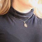Vintage Flower Pendant - Mid Century 10k Yellow Rose Gold Two Tone Floral Natural Diamond Charm Necklace - Circa 1940s Lavalier Fine Jewelry