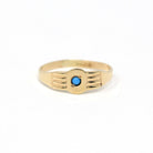 Antique Baby Ring - Art Deco 10k Yellow Gold Simulated Turquoise Blue Glass Midi Pinky Ring - Circa 1920s Size 1 3/4 Ostby & Barton Jewelry