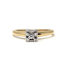 Vintage Diamond Ring - Mid Century 14k Yellow White Gold Natural Gem Solitaire Engagement - Circa 1940s Size 5 Illusion Head Fine Jewelry