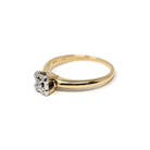 Vintage Diamond Ring - Mid Century 14k Yellow White Gold Natural Gem Solitaire Engagement - Circa 1940s Size 5 Illusion Head Fine Jewelry