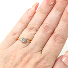 Vintage Diamond Ring - Mid Century 14k Yellow White Gold Natural Gem Solitaire Engagement - Circa 1940s Size 5 Illusion Head Fine Jewelry