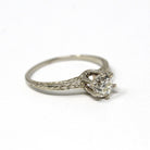 Art Deco Diamond Ring - Vintage 14k White Gold .78 CT Old European Cut Solitaire - Circa 1930s Size 6 3/4 Fine Engagement GIA Report Jewelry