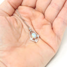 Art Deco Charm - Vintage 14k White Gold Natural Opal Diamond Pendant Necklace - Circa 1930s Era Stick Pin Conversion Fine Statement Jewelry