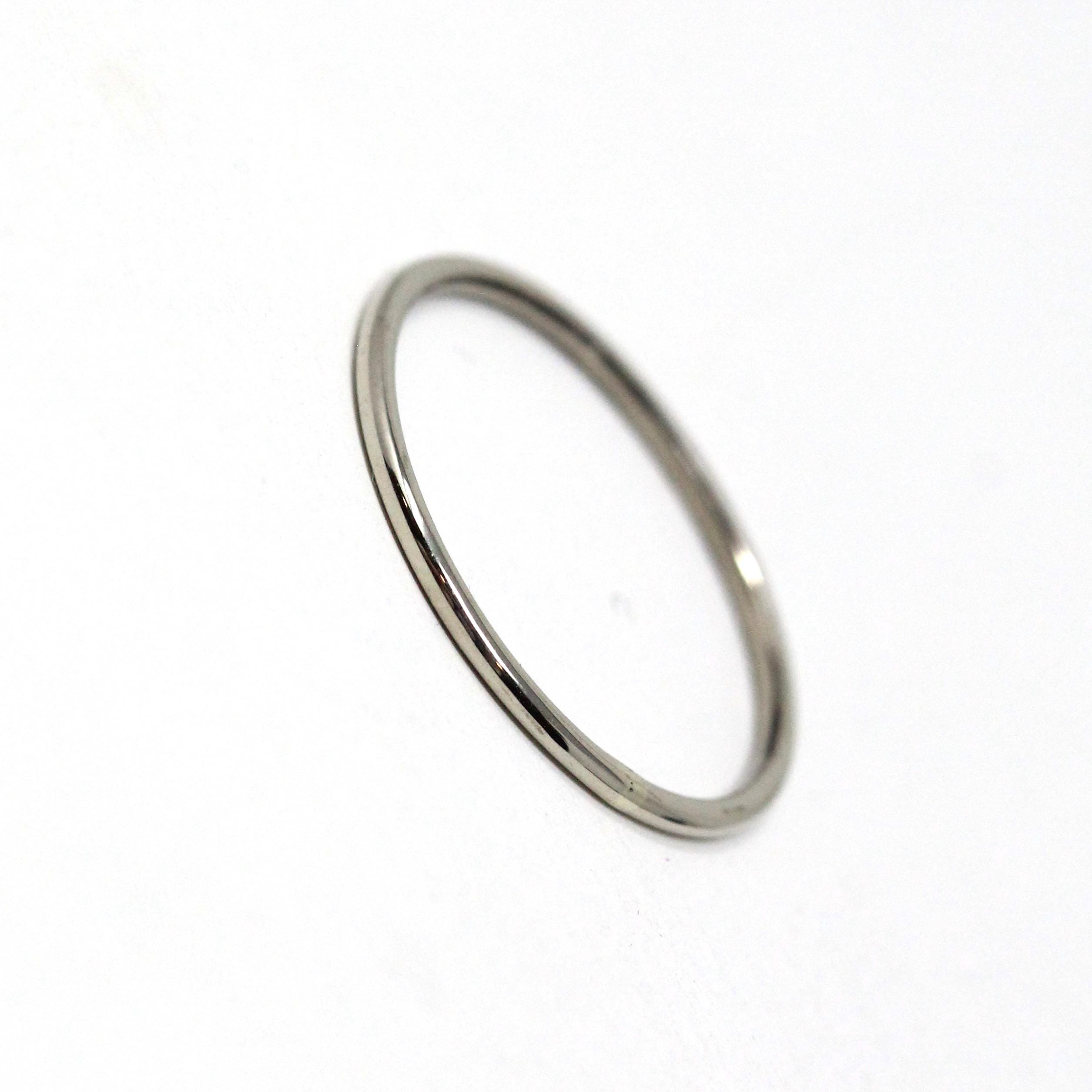 Art Deco Dainty Band - Vintage 10k White Gold Stick Pin Conversion Stacking Ring - Circa 1930s Era Size 6 1/4 Minimalist Fine Jewelry