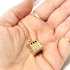 Vintage Slot Machine Charm - Retro 14k Yellow Gold Moveable 3-D Pendant Necklace - Circa 1960s Fruit Gambling Figural Betting Fine Jewelry
