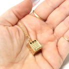 Vintage Slot Machine Charm - Retro 14k Yellow Gold Moveable 3-D Pendant Necklace - Circa 1960s Fruit Gambling Figural Betting Fine Jewelry
