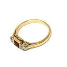Antique Ruby & Diamond Ring - Art Deco Era 18k Gold Natural Gemstones Three Stone Band - Vintage Circa 1920s Size 4 3/4 Red Fine 20s Jewelry