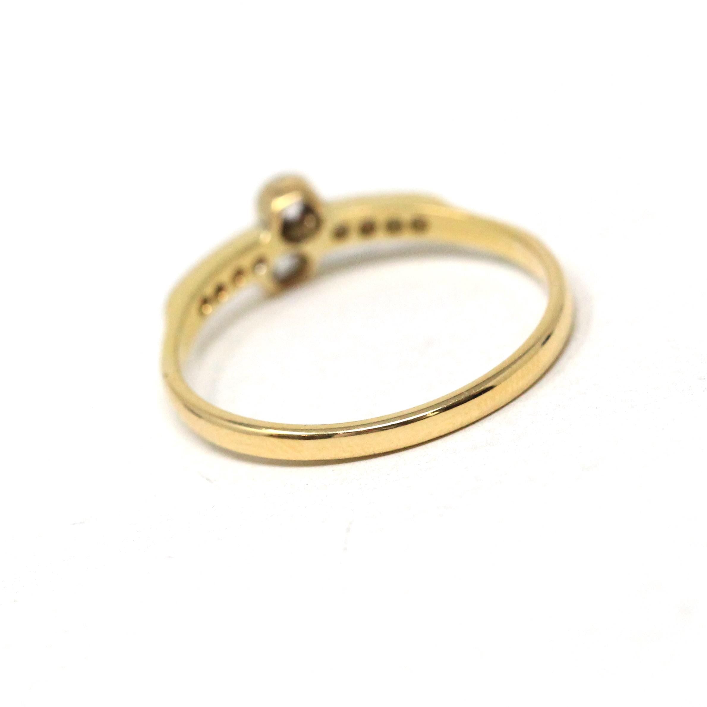 Vintage Toi Et Moi Ring - Mid Century 18k Yellow Gold Platinum Bypass Natural Diamond Engagement Band - Circa 1950s Era Size 8 Fine Jewelry