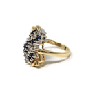 Sapphire & Diamond Ring - Estate 14k Yellow Gold Cluster Natural Gemstones - Modern Circa 1980s Era Size 6 3/4 Anniversary Fine 80s Jewelry