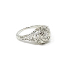 Vintage Diamond Ring - Art Deco 18k White Gold Natural Square Solitaire Engagement - Circa 1930s Era Size 4 3/4 Filigree Star Fine Jewelry
