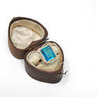 Vintage Glass Ring - Mid Century Era 10k Yellow & Rose Gold Simulated Gemstone Blue Glass - Circa 1940s Size 5 1/4 Fine Statement Jewelry
