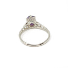 Vintage Amethyst Ring - Art Deco 10k White Gold Round Solitaire Gemstone Filigree - Circa 1930s Era Size 5 3/4 February Fine 30s Jewelry