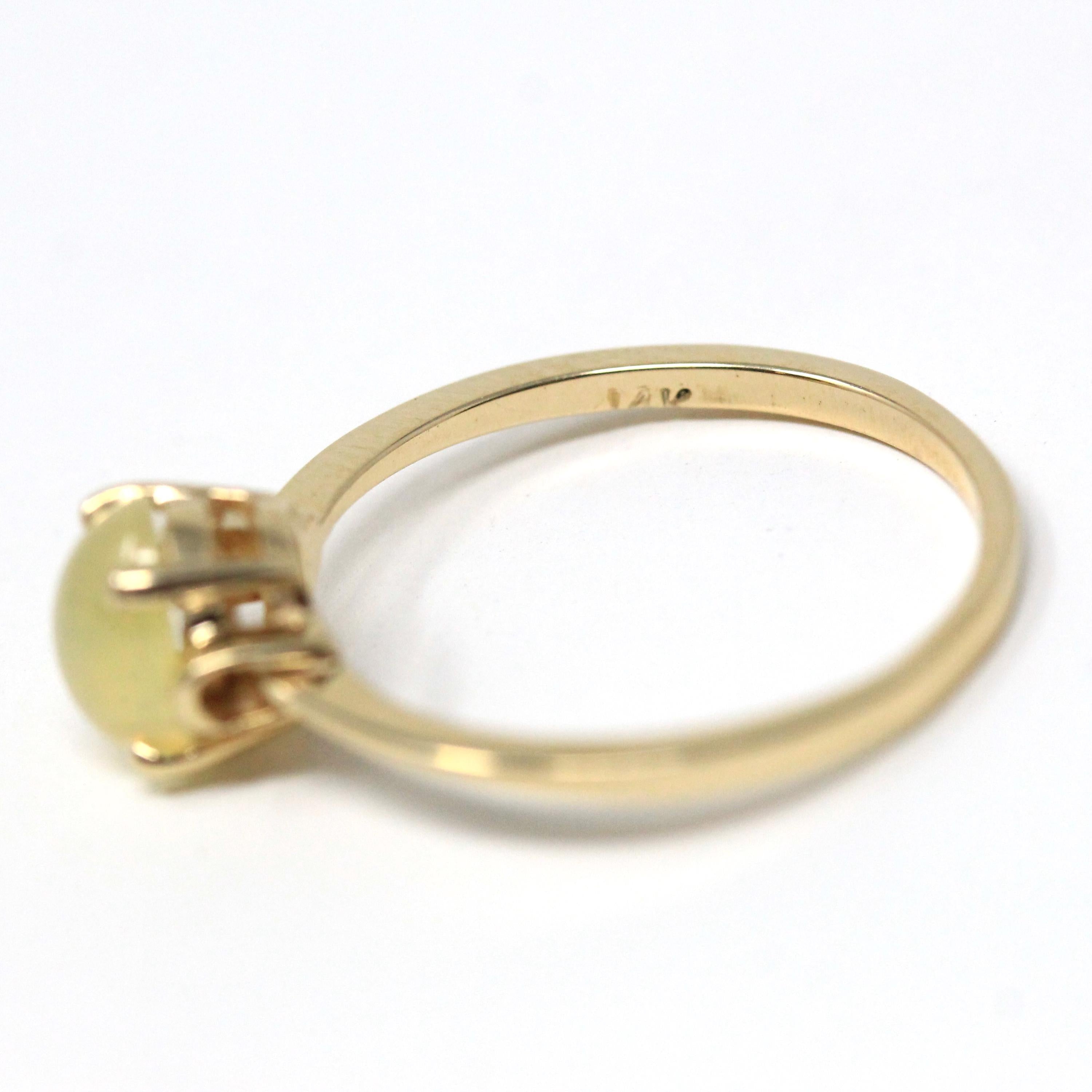 Created Yellow Star Sapphire Ring - Retro 14k Yellow Gold 1.25 CT Stone - Vintage Circa 1960s Era Size 6.25 Solitaire September Fine Jewelry