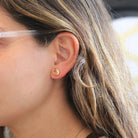 Modern Citrine Earrings - Estate 10k Yellow Gold Natural Oval Orange Gemstone Bezel Post Studs - Modern 2000s Era Pierced Push Back Jewelry