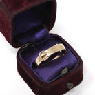 Modern Buckle Ring - Estate 10k Yellow Gold Symbolic Belt Design Unisex Band - Circa 2000s Era Size 9 Love Friendship Loyalty Fine Jewelry