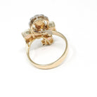 Opal Cluster Ring - Vintage 14k Yellow & White Gold Cabochon Cut Gems Diamond Accents - Retro Circa 1970s Size 7 1/4 Fine Statement Jewelry