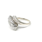 Mid Century Diamond Ring - Vintage 14k White Gold Natural Gemstones Bypass Cocktail - Circa 1950s Era Size 5 3/4 Fine Statement Jewelry