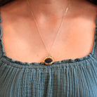 Antique Spinner Pendant - Edwardian 9K Yellow Gold Natural Bloodstone Sardonyx Flip Charm Necklace - Hallamrked 1911 Two Sided Fob Jewelry