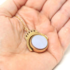 Antique Spinner Pendant - Edwardian 9K Yellow Gold Natural Bloodstone Sardonyx Flip Charm Necklace - Hallamrked 1911 Two Sided Fob Jewelry