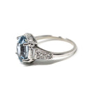 Vintage Sapphire & Diamond Ring - Mid Century 14k White Gold Natural Fancy Color Gemstone Engagement - Circa 1950s GIA Report Fine Jewelry