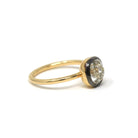 Antique 2.12 CT Old Mine Cut Diamond Engagement Ring - 18k Yellow Gold Blackened Platinum Bezel Two Tone Solitaire - Size 5 3/4 Fine Jewelry