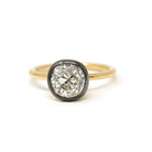 Antique 2.12 CT Old Mine Cut Diamond Engagement Ring - 18k Yellow Gold Blackened Platinum Bezel Two Tone Solitaire - Size 5 3/4 Fine Jewelry