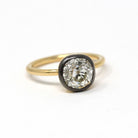 Antique 2.12 CT Old Mine Cut Diamond Engagement Ring - 18k Yellow Gold Blackened Platinum Bezel Two Tone Solitaire - Size 5 3/4 Fine Jewelry