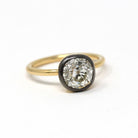 Antique 2.12 CT Old Mine Cut Diamond Engagement Ring - 18k Yellow Gold Blackened Platinum Bezel Two Tone Solitaire - Size 5 3/4 Fine Jewelry