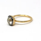 Antique 2.12 CT Old Mine Cut Diamond Engagement Ring - 18k Yellow Gold Blackened Platinum Bezel Two Tone Solitaire - Size 5 3/4 Fine Jewelry