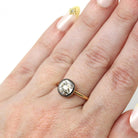 Antique 2.12 CT Old Mine Cut Diamond Engagement Ring - 18k Yellow Gold Blackened Platinum Bezel Two Tone Solitaire - Size 5 3/4 Fine Jewelry