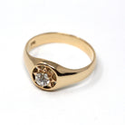 Antique Diamond Sun Ring - Edwardian 14k Yellow Gold .27 CT Solitaire - Circa 1910s Size 8.75 Celestial Men's Unisex Fine Engagement Jewelry