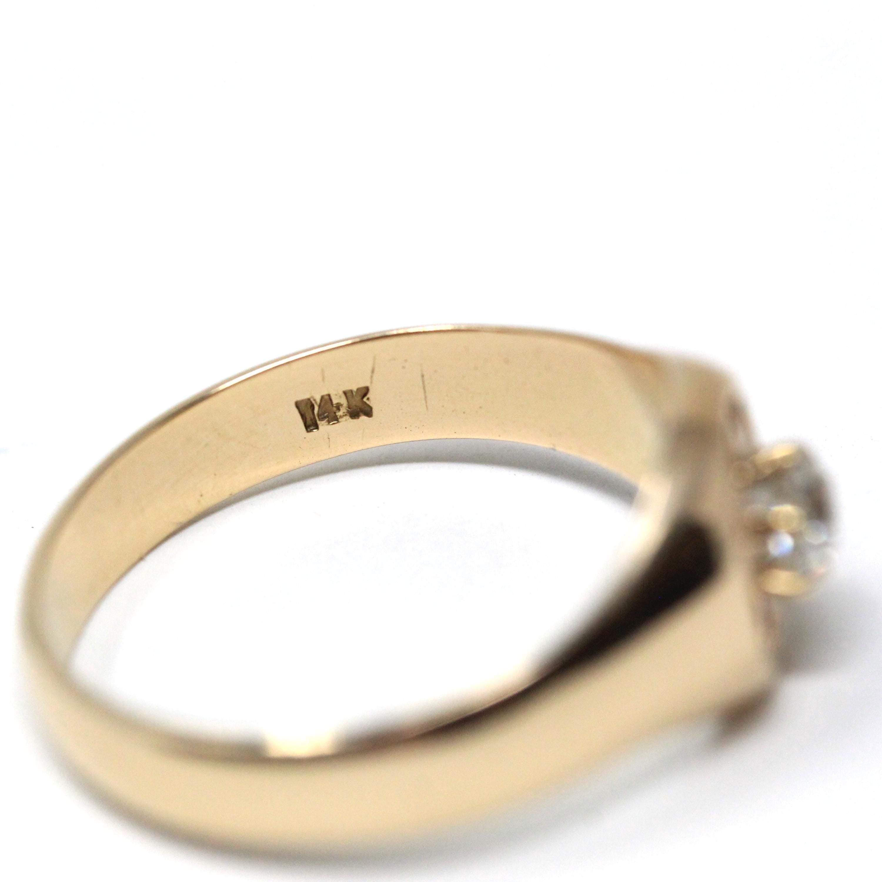 Antique Diamond Sun Ring - Edwardian 14k Yellow Gold .27 CT Solitaire - Circa 1910s Size 8.75 Celestial Men's Unisex Fine Engagement Jewelry